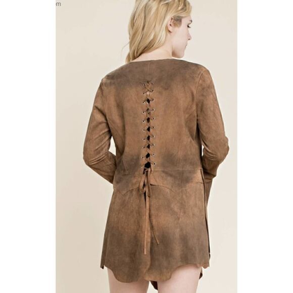 Vocal Camel Suede Sweater Size L NWT - Picture 3 of 3